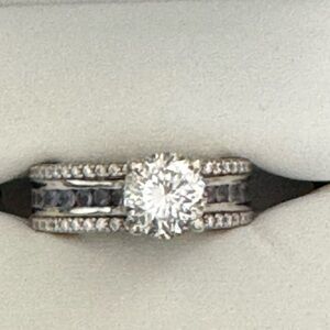 Vintage-Inspired Silver and Gold Women's Ring moissanite and tanzanite